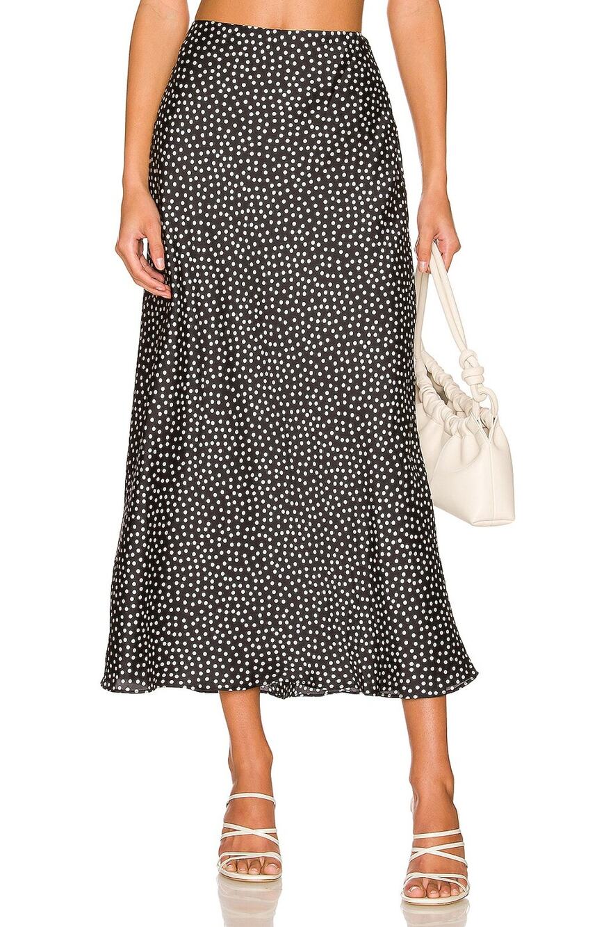 Lovers And Friends Chic Black Polka Dot Madalena Midi Skirt Size M
